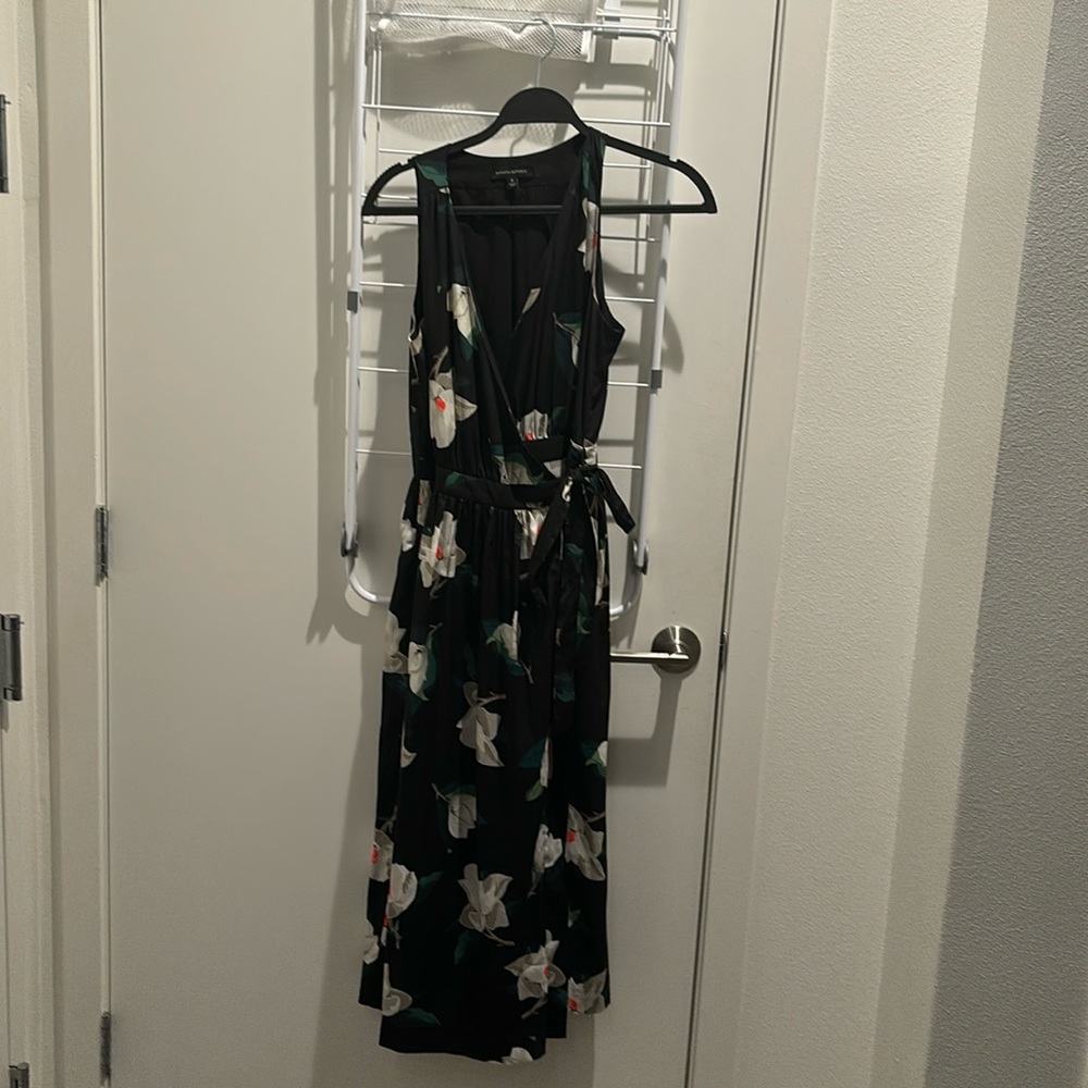 Work once Banana Republic floral black wrap dress